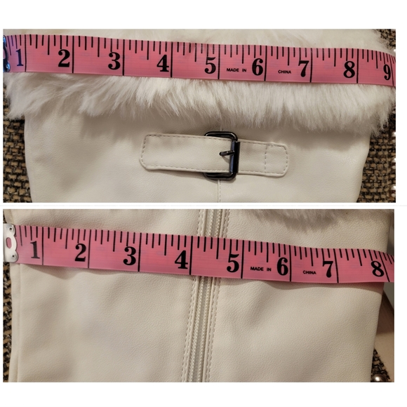 Midnight Velvet Winter White Leather Fur Hidden Wedge Women's Boots Size 11 - Picture 14 of 16